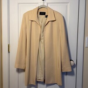 Dana Buchman Soft Cream Textured Open-Front Jacket, Size 12